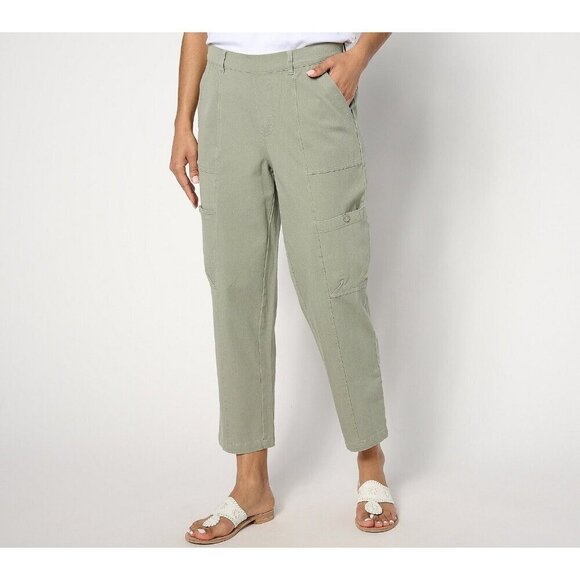 AnyBody Regular All Stretch Twill Cropped Utility Pant Sage,1X - Picture 1 of 1